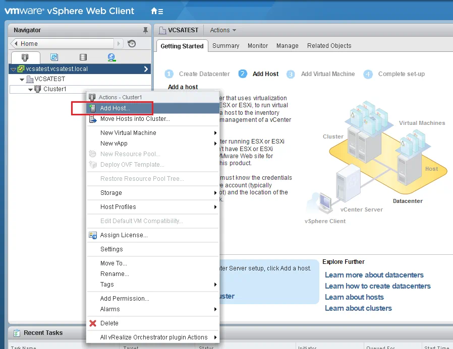 VMware vSphere Web Client - Add host