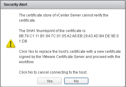 vCeneter Server - Security alert