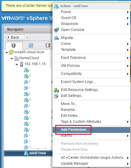 VMware vSphere Web Client - Añadir permiso