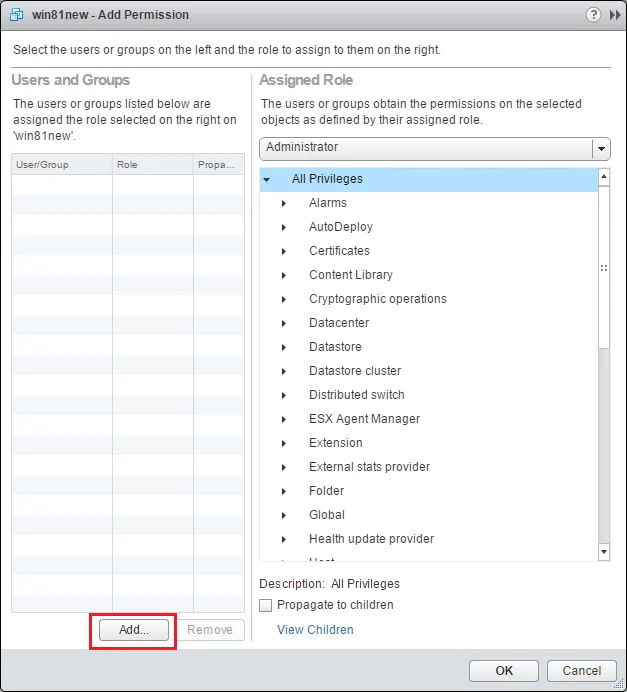 VMware vSphere Web Client - Añadir usuario