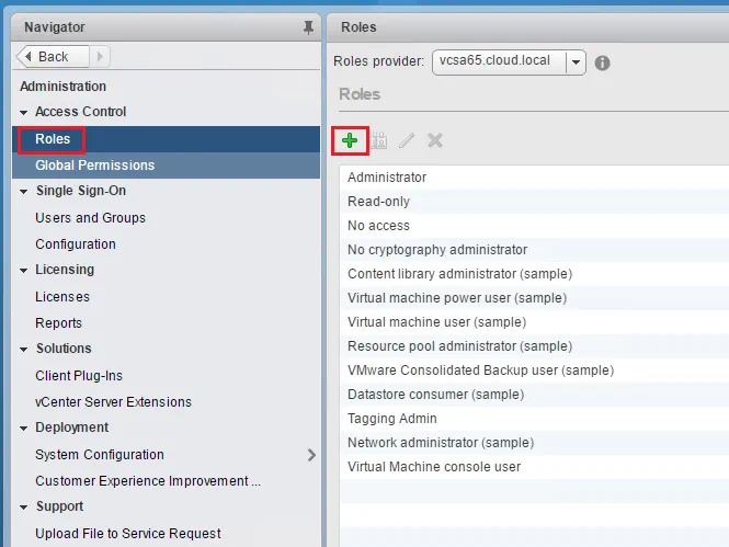 Roles y permisos de VMware vSphere