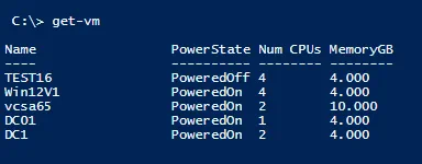 get-vm commandlet