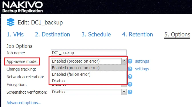 Backup coherente con las aplicaciones