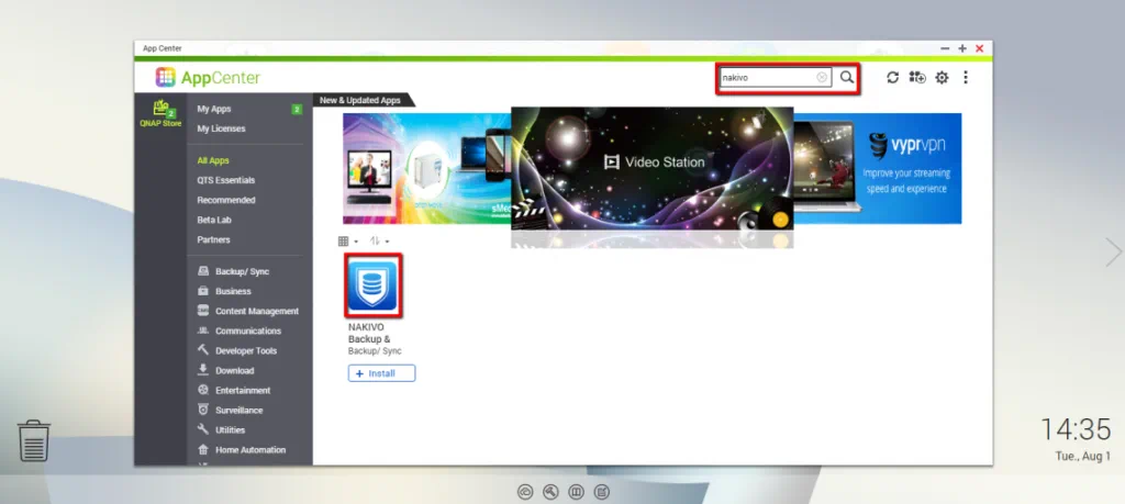 NAKIVO Backup & Replication is installed on your QNAP network attached storage