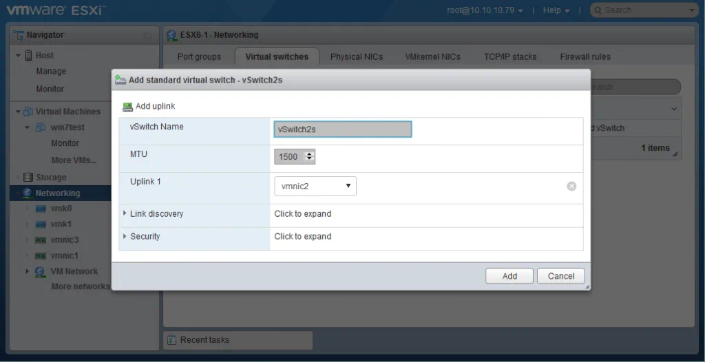 Añadir un conmutador virtual VMware estándar