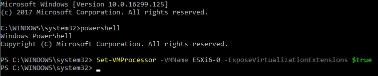Enabling nested virtualization for a Hyper-V VM