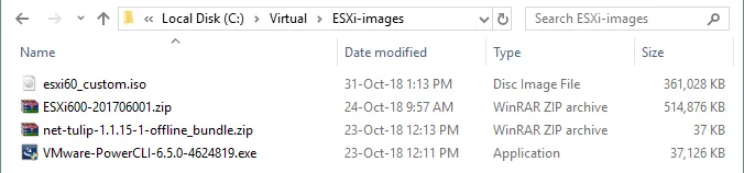 The ESXi 6.0 installation image with tulip network drivers is created