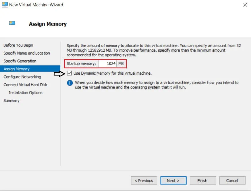 Assigning Startup Memory