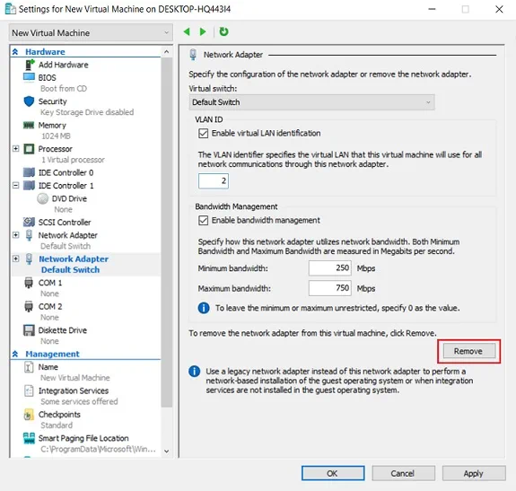 Configuring Hyper-V network adapters