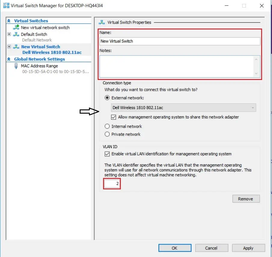 Configuring Virtual Switch Properties
