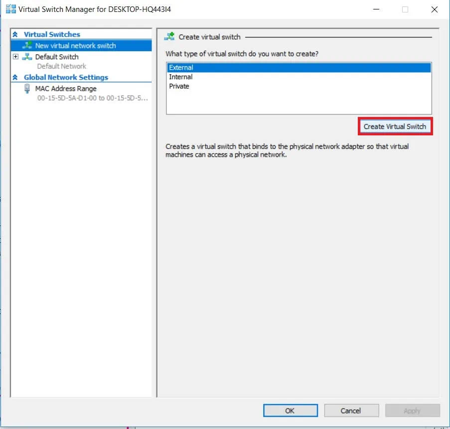 Creating Virtual Switch