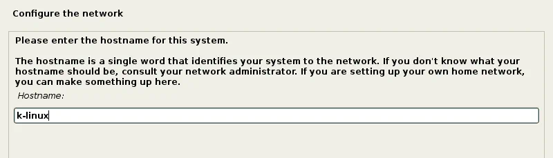 How to Install Kali Linux on VMware: Entering the host name