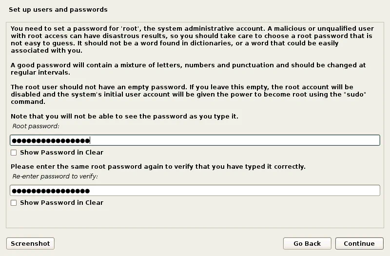 How to Install Kali Linux on VMware: Setting up the password for root.