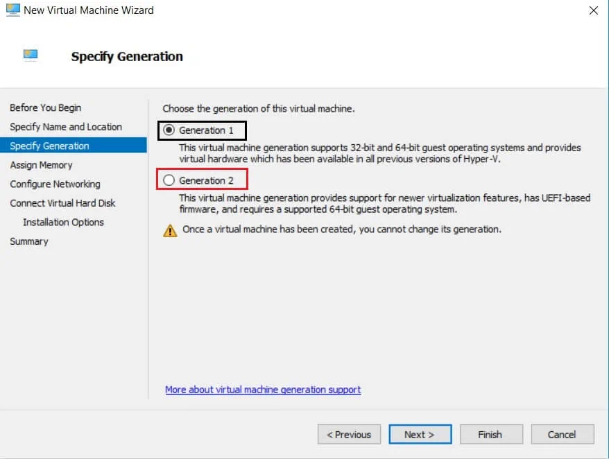 Specifying VM Generation