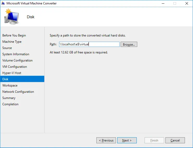 Specifying the network path to store virtual disks