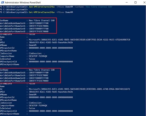 Creación de HBA de canal de fibra para Hyper-V 2012 R2