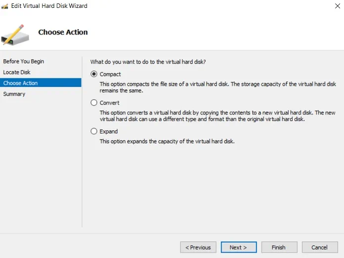Edit Virtual Hard Disk in Hyper-V Manager