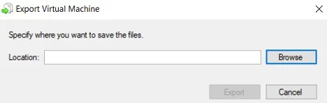 Export VM in Hyper-V Manager