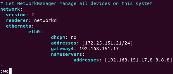 The idited .yaml network configuration file in Ubuntu 18