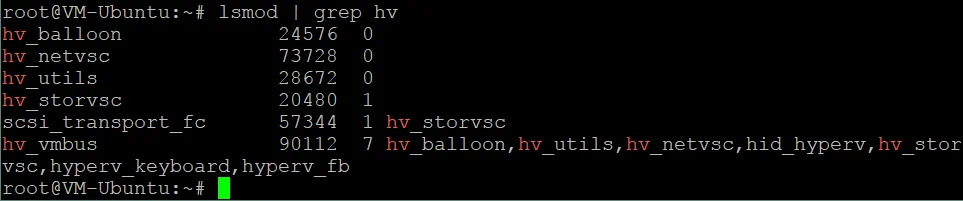 lsmod grep hv