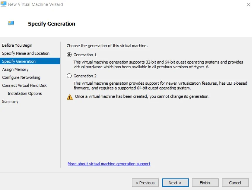 Choosing the VM generation (Hyper-V Best Practices)