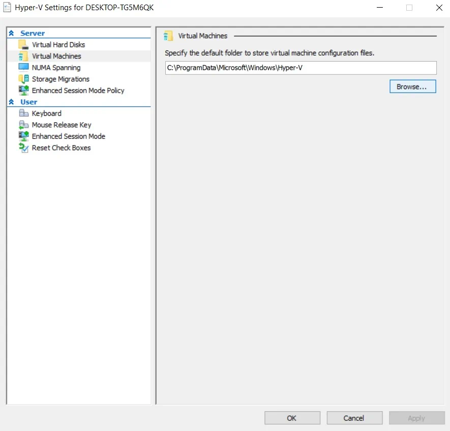 Choosing the default location (Hyper-V Best Practices)