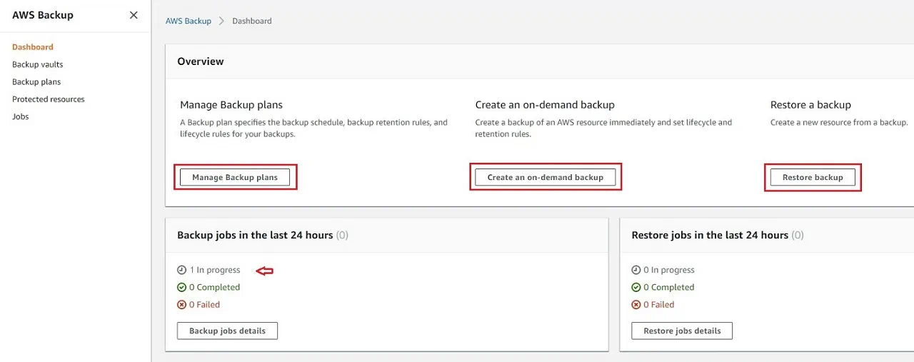 Opciones de protección de datos en AWS EC2 Backup