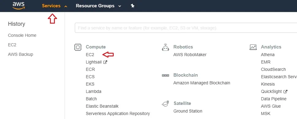 Servicios EC2 en AWS EC2 Backup