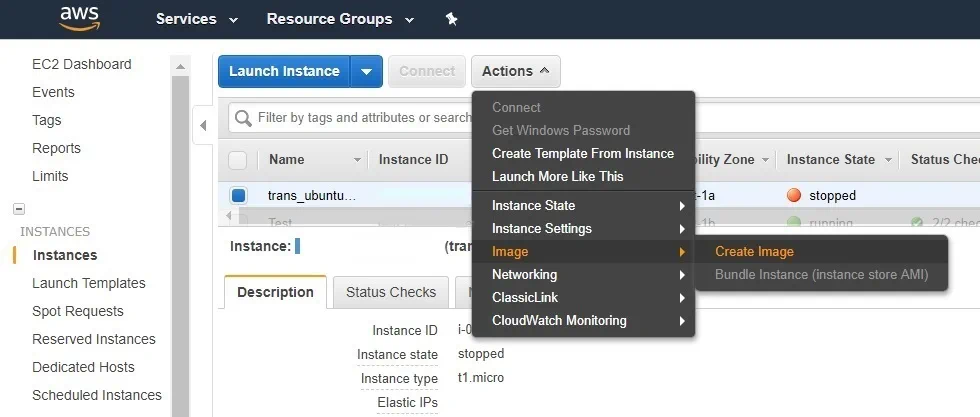 Cómo crear una imagen en AWS EC2 Backup