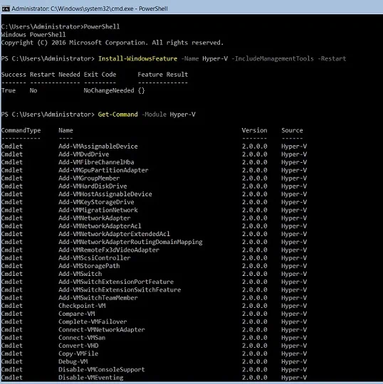 Cmdlets de PowerShell (Instalación de Server Core frente a GUI)