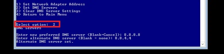 Configuración de servidores DNS en Hyper-V Core 2012 R2