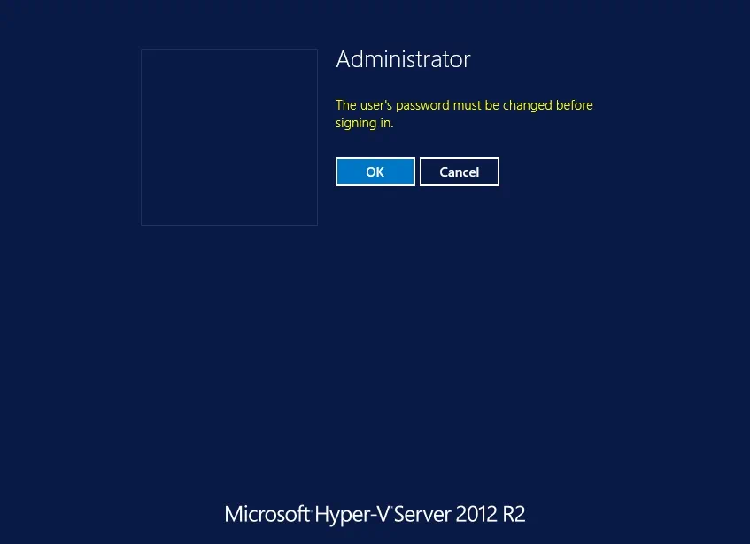La contraseña de usuario en la instalación de Hyper-V Core