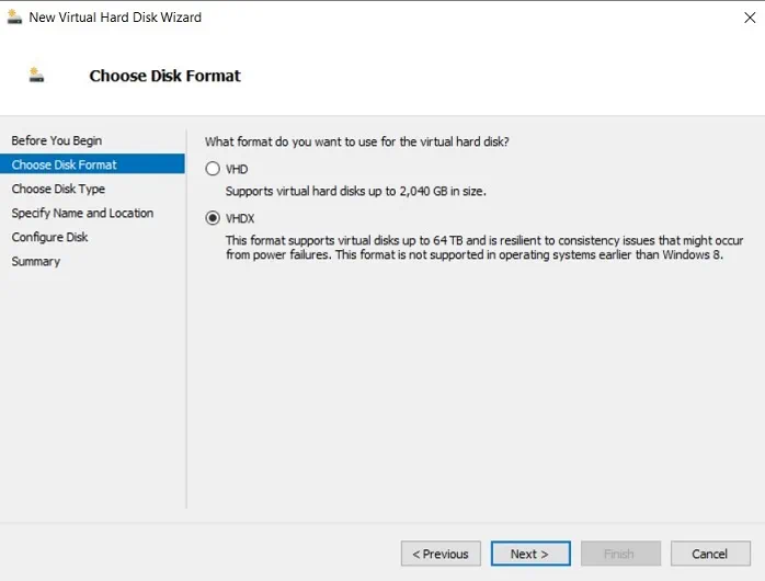 Choosing Disk Format (Hyper-V Differencing Disks)