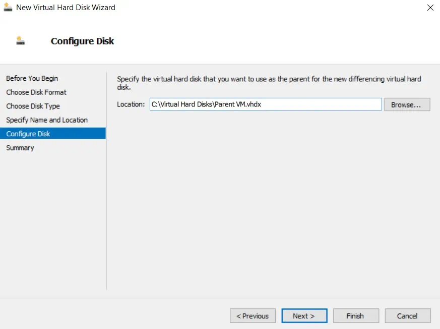 Configuring Disk (Hyper-V Differencing Disks)