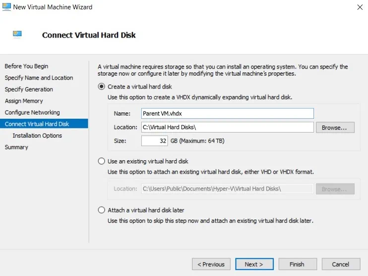 Connect Virtual Hard Disk (Hyper-V Differencing Disks)
