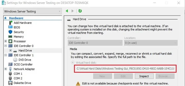 Hard Drive Settings (Hyper-V Storage Migration)