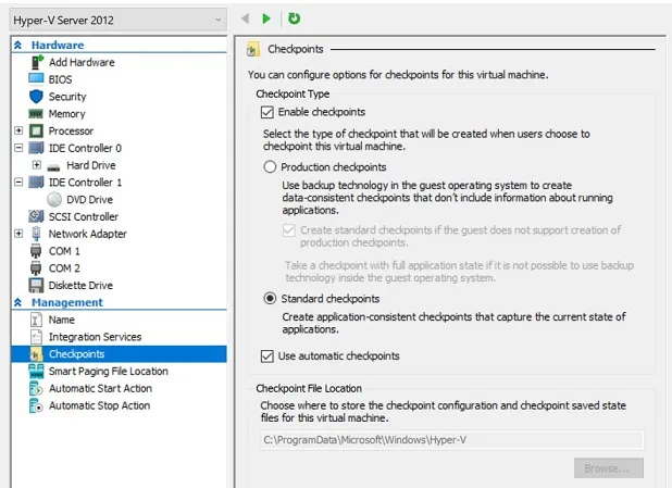 Hyper-V Checkpoints (how to improve VM performance)