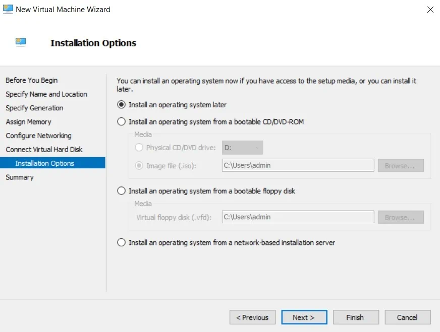 Installation Options (Hyper-V Differencing Disks)