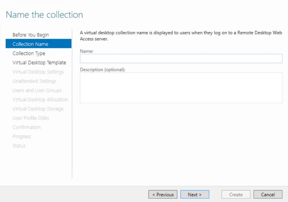 Naming the Collection in Hyper-V VDI deployment