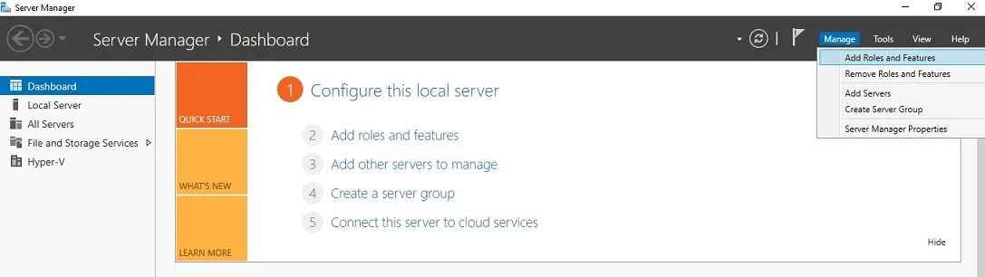 Opening Server Manager in Hyper-V VDI deployment