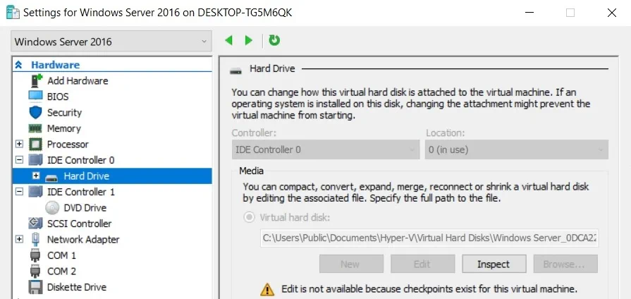 Source Location of the Virtual Hard Disk (Hyper-V Storage Migration)