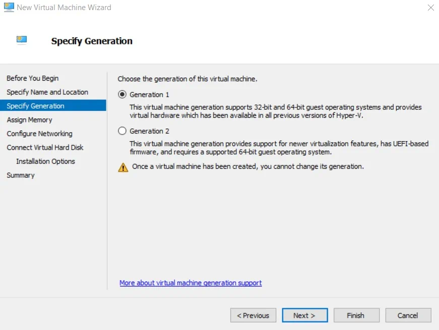 Specify Generation (Hyper-V Differencing Disks)