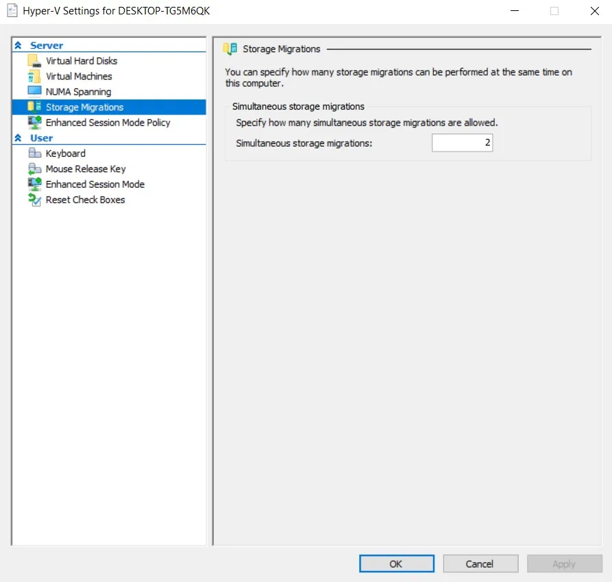 Specifying the Number of Hyper-V Storage Migrations