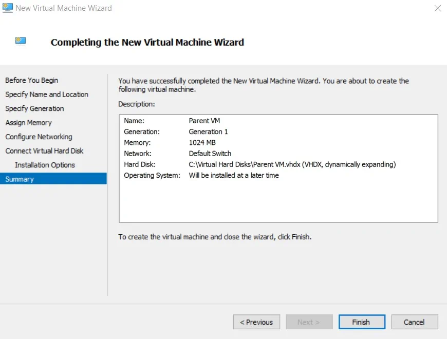 Summary (Hyper-V Differencing Disks)