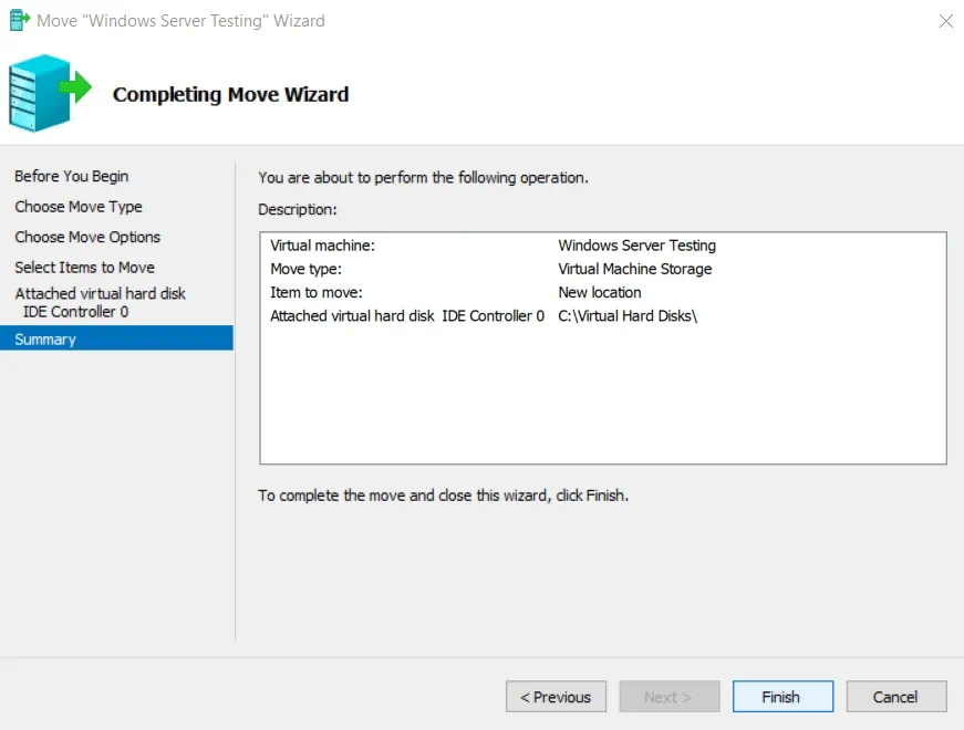 Summary (Hyper-V Storage Migration)