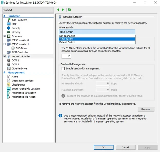 Checking Virtual Switches (Hyper-V VLANs)
