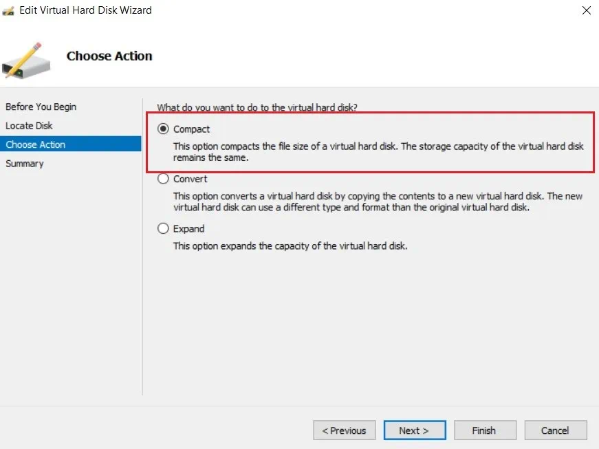 Compact Action (How to Compact Virtual Hard Disks)