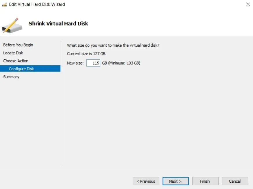 Configure Disk (Hyper-V Shrink VHD)