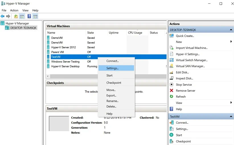 Configuring VM Settings (Hyper-V VLANs)