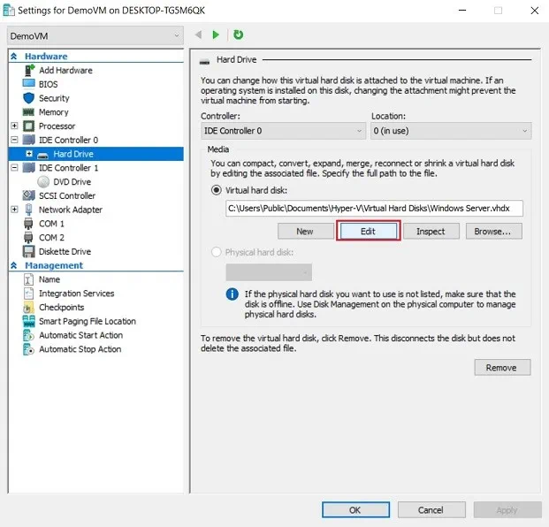 Edit Virtual Hard Disk (How to Compact Virtual Hard Disks)